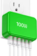 Fast Charger Block, GaN 6 Port USB C Charging Station Hub Cube, 100W Multiport Type C Wall Charger Power Strip Plug with PD 3.0+QC for iPhone 16 Pro Max 15 14 13 12 11 XR XS 8 7, Samsung, iPad, Table