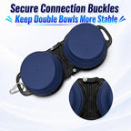 Collapsible Dog Bowls with Carabiner, Double Portable Travel Pet Bowls for Food and Water, Foldable Silicone Dog Bowl for Walking, Hiking, Camping, Small Medium Dogs and Cats, Gray