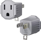2 Prong to 3 Prong Outlet Adapter, ETL Listed 3-2 Prong Adapter, Fire-Retardant (392℉) PBT Material, Heavy Duty Wall Plug Adapter for Old Homes, Travel to Japan, Gray (Light Gray (2-Pack))