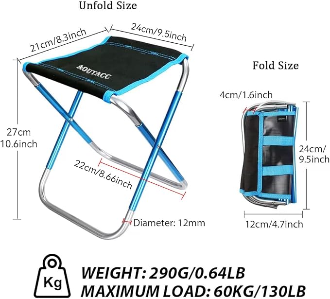 Ultralight Portable Folding Camping Stool for Outdoor Fishing Hiking Backpacking Travelling(XL:13"x14"x15";Large:11.8"x11"x11.4"; Medium:8.3"x9.5"x 11")