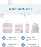 Narwey 6 Set/5 Set Compression Packing Cubes for Travel Kids Women Carry on, Packing Organizers Bag for Backpack Luggage Suitcase Duffle Bags