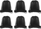PLULON 6 Pcs Drawstring Bags Bulk Black Drawstring Backpack String Backpack Cinch Sack Sport Gym Backpack Bags for Yoga Traveling Outdoor Sports