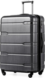 Coolife Expandable Large Checked Luggage Hardside PC+ABS Suitcase with TSA Lock, Lightweight Rolling Carry On with Spinner Wheels(Charcoal, 28in)