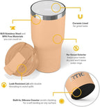 RTIC 20oz Essential Tumbler with Lid, Ceramic Lined, Insulated, Stainless Steel, Metal, Double Wall Vacuum-Insulation, Travel Cup for Iced Coffee, Tea, Hot and Cold Drink, Peach Tea