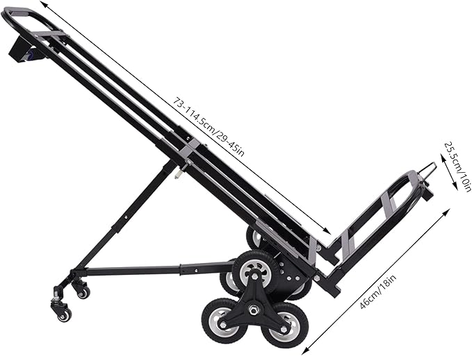 Folding Hand Truck Dolly Height Adjustable Steel Luggage Cart Trolley Cart Black MAX Load 460lbs Rubber Wheels for Moving,Shopping,Travel,Office Use
