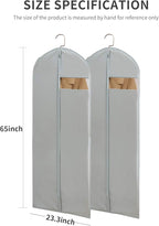 Dress Bags for Gowns Long, 65'' Long Dress Clear Garment Bag(Set of 2, 23.3'' X 65'')