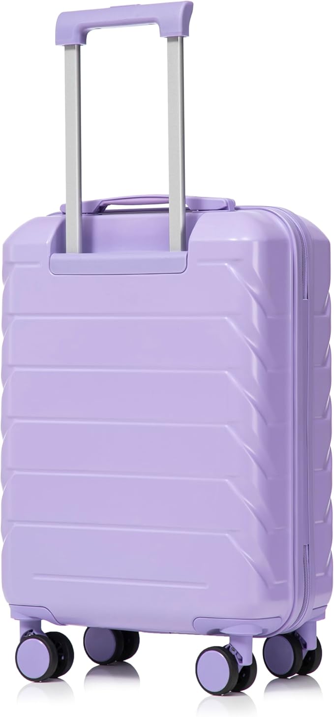 20 Inch Carry on Luggage with 14 Inch Cosmetic Case, 2 Pcs Hardshell Lightweight Durable Spinner Suitcase Set for Travel, Women, Men, TSA Lock, ABS, 20+14 Inch (Purple)