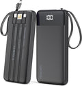 Portable Charger Built-in Cables,10000mAh Power Bank for iPhone,Fast Charge USB C Battery Pack Travel Essentials Slim Lightweight Powerbank Compatible with iPhone 17/16/15/14, Samsung, Android, etc