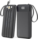 Portable Charger Built-in Cables,10000mAh Power Bank for iPhone,Fast Charge USB C Battery Pack Travel Essentials Slim Lightweight Powerbank Compatible with iPhone 17/16/15/14, Samsung, Android, etc