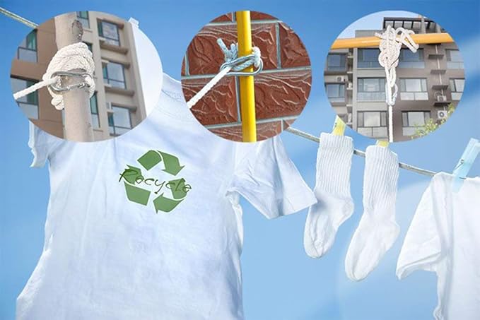 Clothesline Clothes Drying Rope Portable Travel Clothesline Adjustable for Indoor Outdoor Laundry Clothesline, Perfect Windproof Clothes Line, Hanger for Camping Travel & Home Use