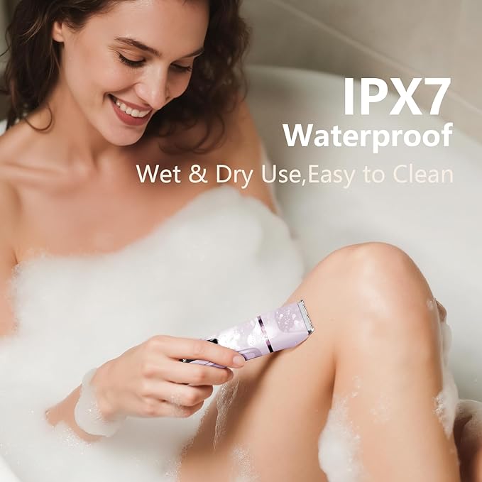 Hair Removal Epilators Bikini Trimmer for Women, Painless Waterproof Electric Foil Shaver Razors for Facial Leg Body Armpit, Ceramic Blade with USB Charging Dock, Travel Grooming Gift for Her, Purple