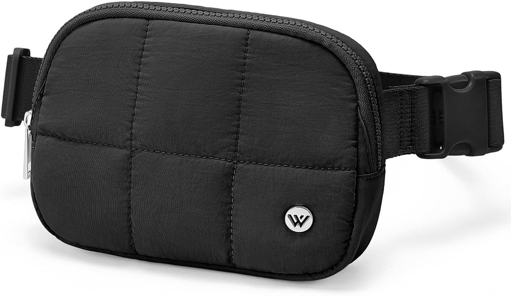 WESTBRONCO Puffer Fanny Packs for Women Quilted Nylon Waterproof Belt Bag with 2 Zipper, Puffy Crossbody Bag with Adjustable Strap, 1L Waist Bag for Travel Daily