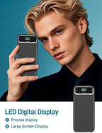 Portable Charger, 20000mAh 22.5W Fast Charging Power Bank with Built-in Cables & Wall Plug, Travel Essential External Battery Pack with LED Display, USB C Battery Phone Charger for iPhone iPad Black