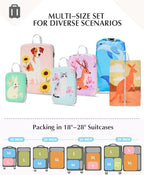 Gonex Compression Packing Cubes, 6pcs Expandable Storage Travel Luggage Bags Organizers with Shoe Bag Laundry Bag, Travel Cubes for Suitcase Carry On (Animals)