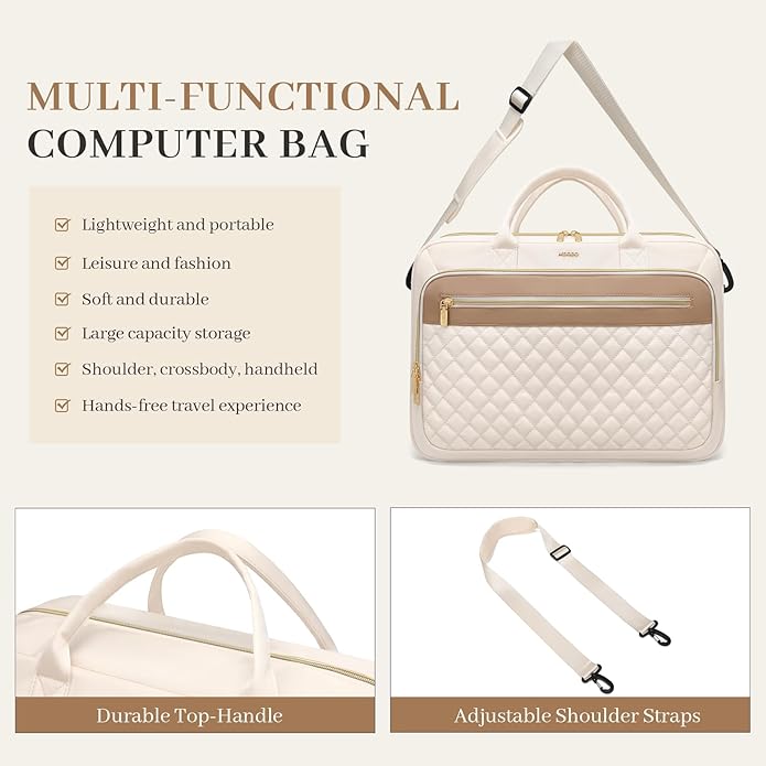 Laptop Bag for Women 15.6Inch Work Tote Computer Briefcase Waterproof Handbag Shoulder Teacher Office Crossbody Purse
