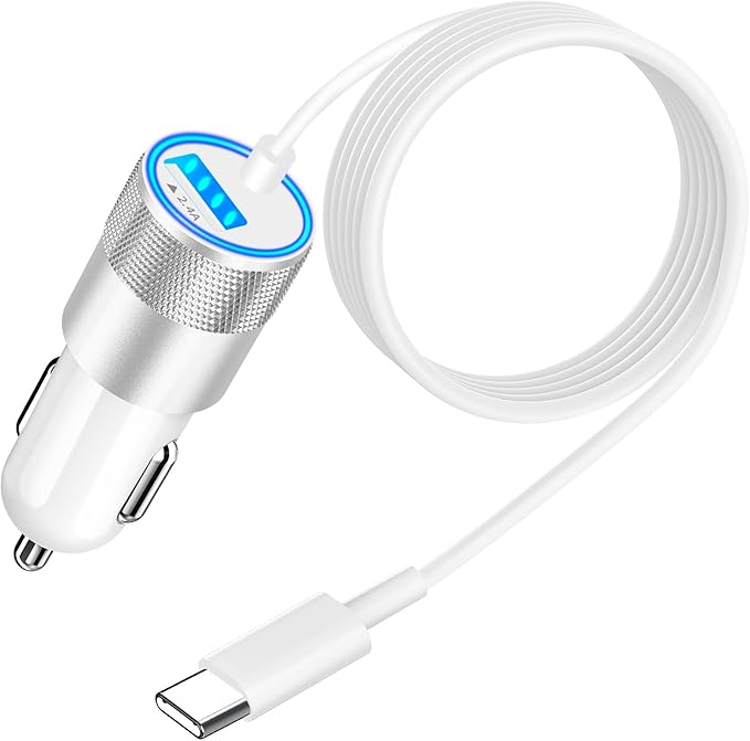 [Apple MFi Certified] iPhone 16 Car Charger Fast Charging, Caiinei 4.8A USB Car Power Cigarette Lighter USB-C Car Charger Adapter + 6FT Type-C Cable for iPhone 16 Pro/16 Plus/16 Pro Max/15/15 Pro/iPad