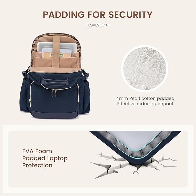 LOVEVOOK Laptop Backpack for Women with Pouch Pocket for Large Capacity Cup,17 Inch Laptop Computer Bag Travel Backpack Purse,Waterproof Work Business Backpack College Teacher Bags,Dark Blue