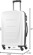 Samsonite Winfield 2 Hardside Expandable Luggage with Spinner Wheels, Checked-Medium 24-Inch, Brushed White