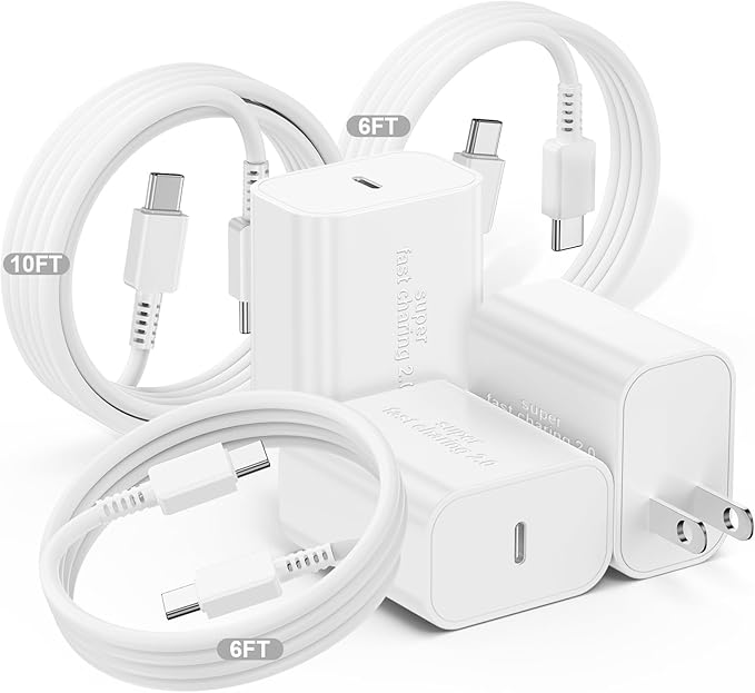 45W Super Fast Charger for iPhone 17 16 15 Charger Fast Charging 3Pack, 6+6+10ft USBC Cable Cord& Type C Block for iPhone 17 16 15(Pro/Pro Max/Plus/17 Air/16e,iPad mini,Samsung Galaxy S25 S24