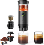 Portable Coffee Maker for Travel, 20 bar Mini Travel Car Espresso Machines, 3-in-1 Self-Heating Electric Espresso Maker, USB-C Ground Coffee & Capsule Pod(Ns&DG) RV, Hiking