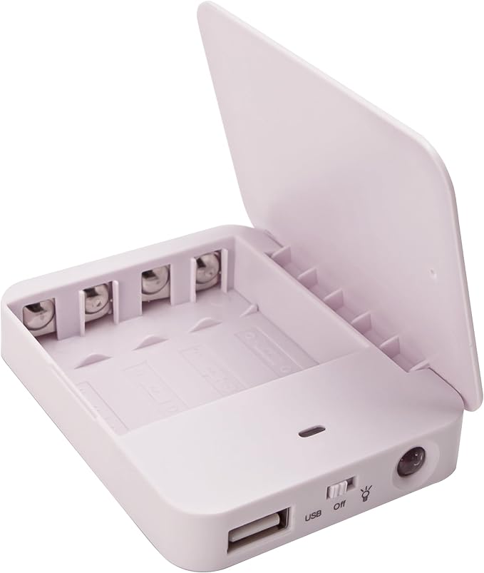 4AA Operated Battery Powered Phone Charger Holder, Battery Holder for Emergency Charging, Portable USB Charging Stand with 4 Battery Slots (Batteries Not Included)