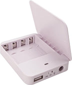 4AA Operated Battery Powered Phone Charger Holder, Battery Holder for Emergency Charging, Portable USB Charging Stand with 4 Battery Slots (Batteries Not Included)