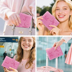 Passport Holder Cover Initail Letter A-Z Travel Wallet Embossed Design RFID Blocking Card Holder Personalized Gift Passport Cover Wallet, Passport Book Holders for Women and Girls, Pink-K