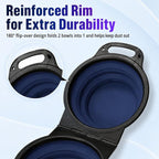 Collapsible Dog Bowls with Carabiner, Double Portable Travel Pet Bowls for Food and Water, Foldable Silicone Dog Bowl for Walking, Hiking, Camping, Small Medium Dogs and Cats, Gray