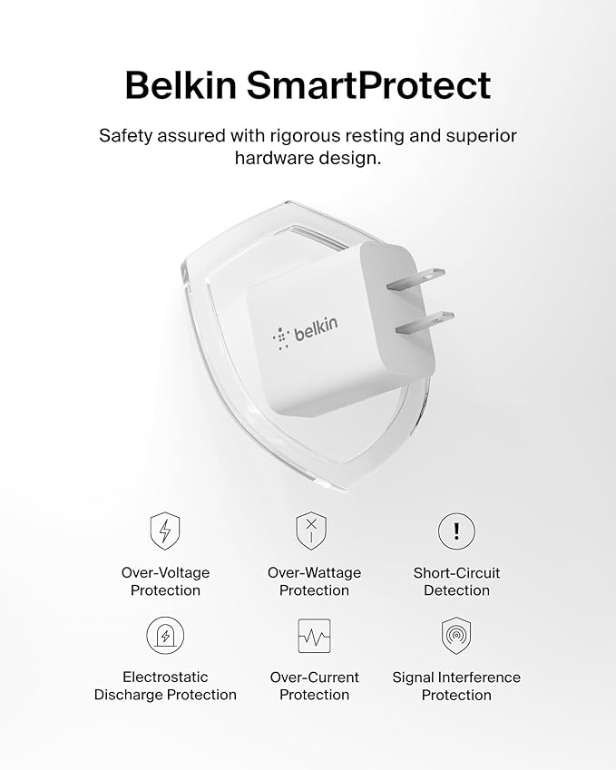Belkin USB C Charger Block 20W (2-Pack) - Fast Charging - Apple iPhone 17, Air, Pro, Pro Max, iPad, AirPods, Apple Watch, Samsung Galaxy S25, Nintendo Switch 2 & More - White