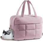 BAGSMART Gym Bag for Women, Carry on Travel Duffel Bag, Water-resistant Weekender with Shoe Compartment for Gym Travel Work, Purple, Medium
