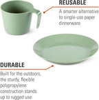 GSI Outdoors Cascadian Table Set I 6-Piece Camping, Backpacking Mess Kit, Plastic BPA Free, Plate, Bowl, Mug, Cup & Cutlery Set