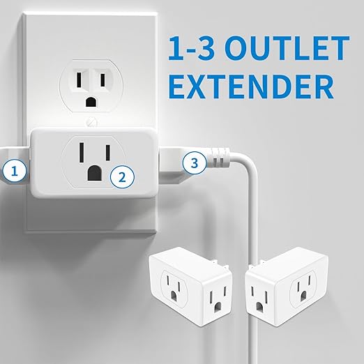 HITRENDS - Multi Plug Outlet, 3 Outlet Wall Plug Expander, 15A Outlet Splitter, Suitable for Living Rooms and Bedrooms (3 Pack)