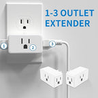 HITRENDS - Multi Plug Outlet, 3 Outlet Wall Plug Expander, 15A Outlet Splitter, Suitable for Living Rooms and Bedrooms (3 Pack)
