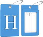 Gostwo 2 Pack Luggage Tags for Suitcases, 26 Initial Letter Travel Luggage Baggage Identification Labels ID Tag Fully Bendable Tags with Stainless Steel Loop (Blue) (Letter H)