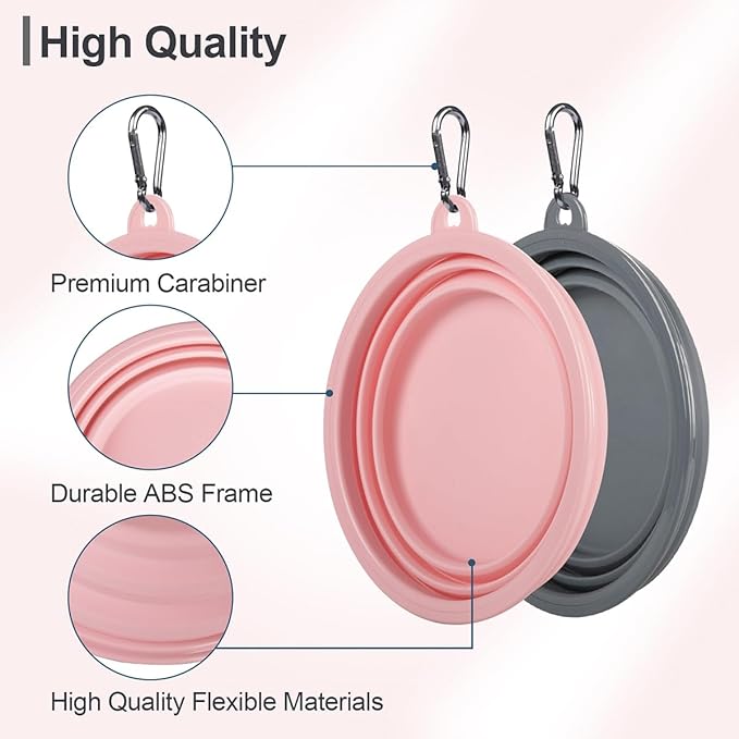 Kytely Collapsible Dog Bowls Medium (650ml), 2 Pack Travel Dog Bowls for Dog Cat, Portable Pet Water Food Bowl with Clasp, Pet Cat Feeding Cup Dish for Outdoor, Travel, Walking, Parking