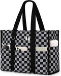 Becokan Large Tote Bag for Women Waterproof with 12 Pockets Top Zipper Closure Utility Teacher Nurse Bags for Work School