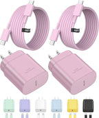 Type C Charger Fast Charging for iPhone 17 16 15,10FT USB C Samsung Chargers Block 25W Super Fast Chargers for Samsung Galaxy S25/S24 S23/iPhone Air/17/17 Pro Max/iPhone 16/16 Pro Max/15 Pro Max(Pink)