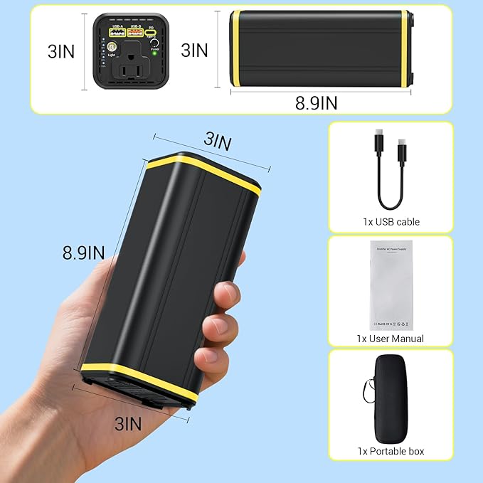 Portable Laptop Station for 27000mAh 98Wh, Power Bank with AC Outlet 65W PD Fast Charging External Battery Pack, Mini Portable Power Station for MacBook Dell HP Travel Camping, Yellow