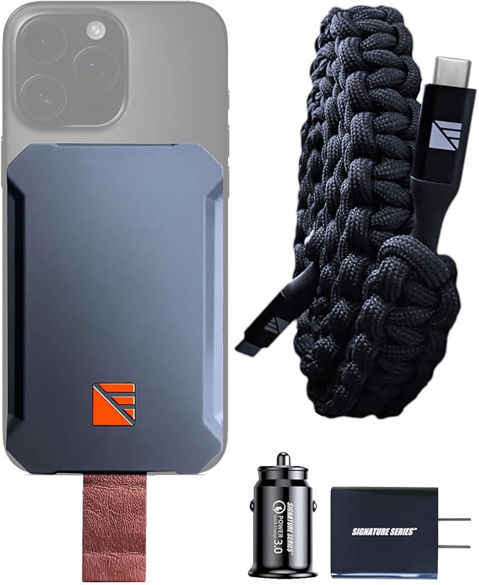 Dark Energy Poseidon Nano | Portable Magsafe Compatible Charger | Lightweight | Dark Energy USB-C 3ft Cable | Fast Charging, Durable Braided Cable and Signature Series Adapter Kit | Charge Anywhere