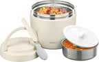 wiwens Thermo Food Jar for Hot Food Adults 32OZ Soup Thermo Lunch Containers Wide Mouth Vacuum Insulated Stainless Steel Leakproof Bento Box with Spoon (Beige)