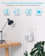 2 Pack Australia New Zealand Power Plug Adapter, Australia Travel Adapter with 3 American Outlets 3 USB Charging Ports (2 USB C), Type I Plug Adapter for US to Australia, Argentina, China