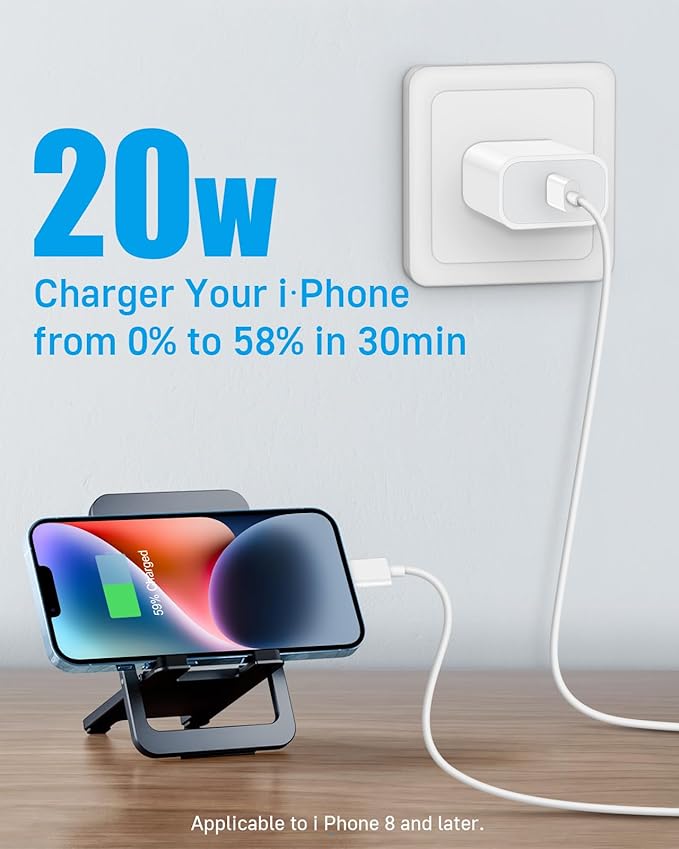 CXX 10FT Charger for iPhone 20W Fast Charging [MFi Certified, 2-Pack] USB-C PD Block & Extra Long Cable Compatible with iPhone 14/13/12/11/Pro/Plus/Max/Mini/SE, iPad & More