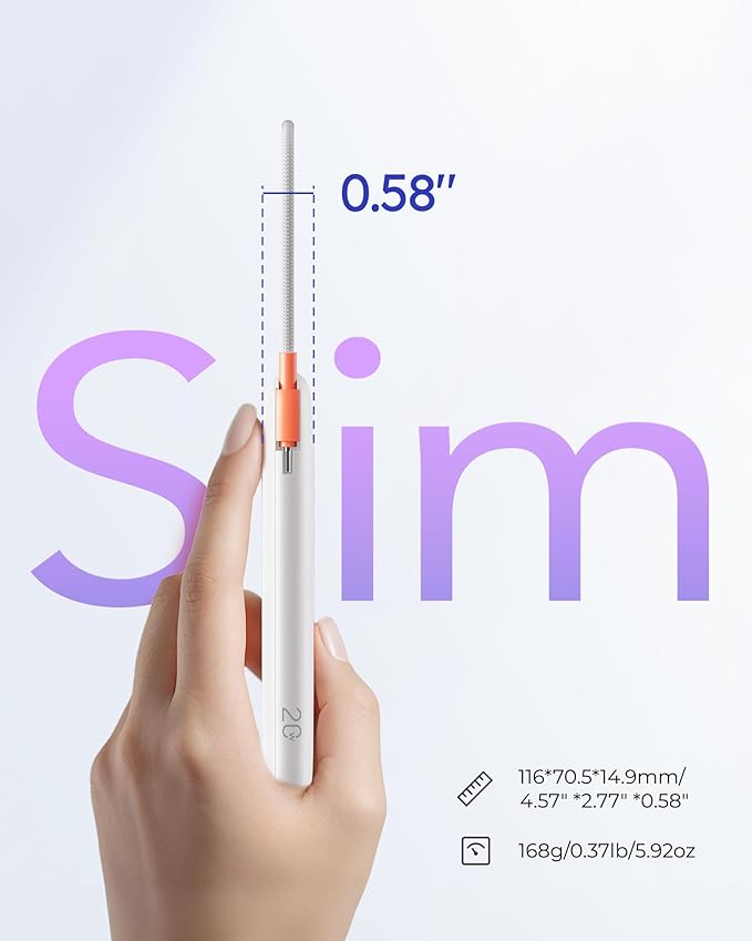 VIYISI Slim Portable Charger Power Bank 10000mAh, PD 20W Fast Charging Compact Battery Pack with Built-in USB C Cable, Travel Essential Compatible with iPhone 17 16 15, Samsung S25 A16, Android-White