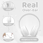 MIDOLA Kids Headphones Bluetooth 5.4 Wireless 68H Play Time Volume Limit 85/94dB Over-Ear Foldable Headset,Type-C Fast Charging, Wired Aux Mic for Toddler Child Pad Tablet White