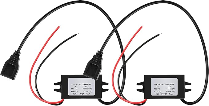 Weewooday 2 Pieces 12v to 5v Dc Converter Buck Module USB Output Power Adapter Dc Car Power Converter Regulator