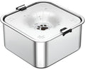 No Spill Dog Water Bowl 3L/101oz Stainless Steel Spill-Proof Dog Bowls, Anti-Splash Slow Drinking Water Bowls with Floating Disk for Messy Drinkers, Home & Travel Use (Light Gray)
