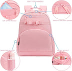 FlowFly Kids Backpack for Toddler Boys Girls, Simple Lightweight Bookbag for Daycare Kindergarten Elementary School Travel, Small Modern Bag (Large), Pink
