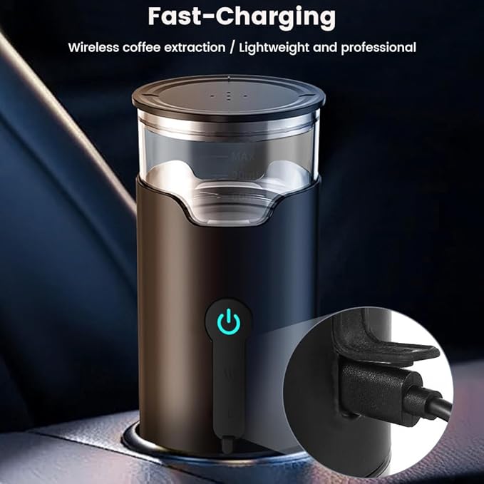 HomeBeyond Portable Electric Espresso Machine, Travel Coffee Maker with Rechargeable Battery, Compatible with Ground Coffee & Capsules (American K-cup & Italian N) for Travel, Camping, Car & Office