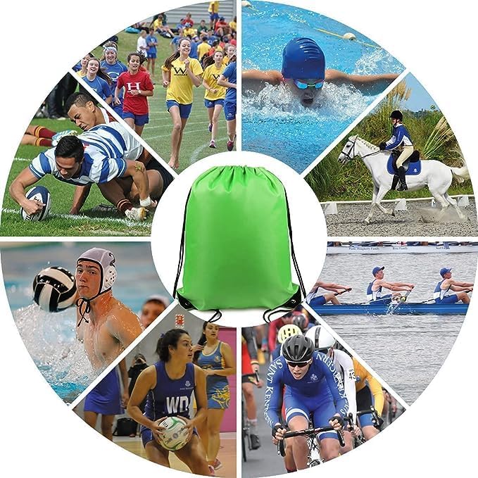 BeeGreen 20 Pieces Green String Bags Bulk Lightweight Durable Drawstring Gym Backpacks for Christmas Travel Sports Plain Cinch Storage Sackpack Bags for Women and Men