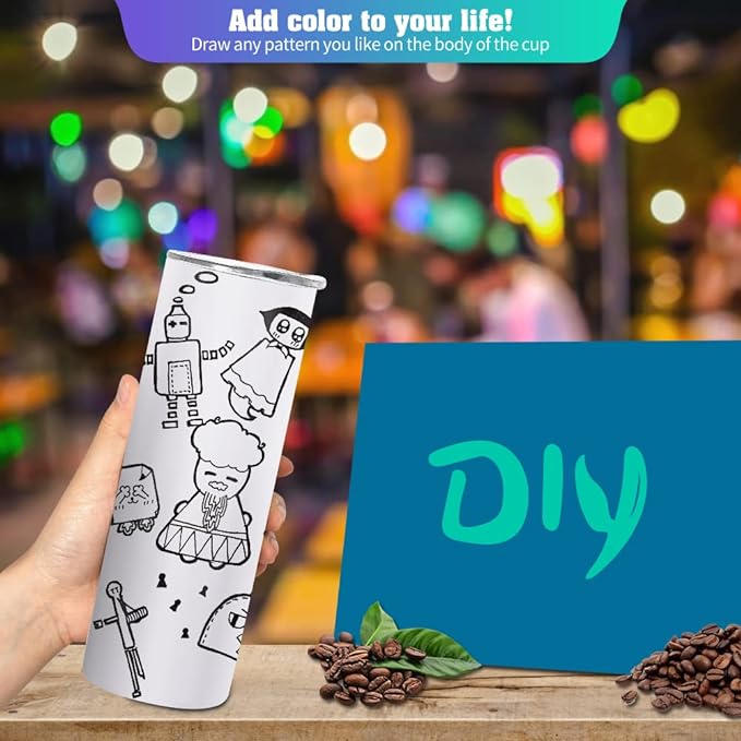 16 Pack Sublimation Tumblers Straight Skinny Tumbler Blanks Bulk 20oz for Heat Transfer, Individual Gift Boxed, Double Wall Insulated Tumbler with Shrink Wrap & Straws